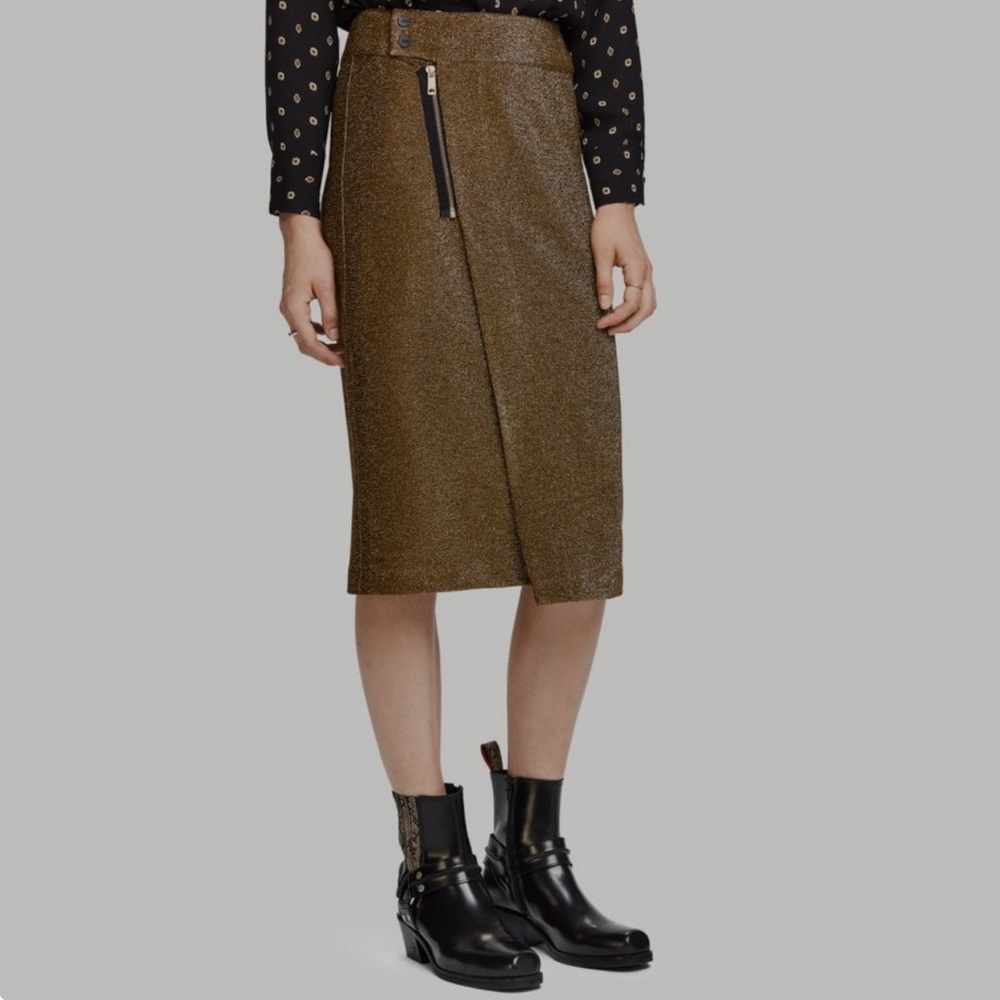 Scotch & Soda Metallic Gold Pencil Skirt